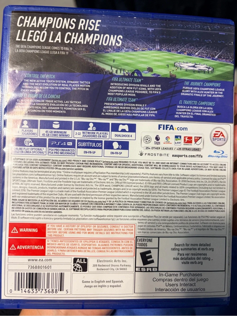 EA SPORTS FIFA 19 PS4 Game Disc - Blue & Multicolor Art